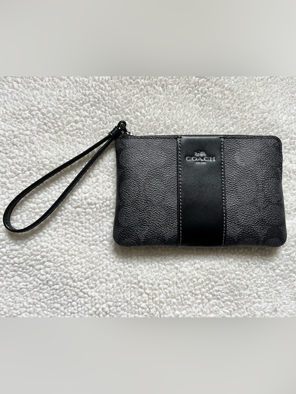 NWT Coach Black Leather Wristlet with Strap - Picture 2 of 11